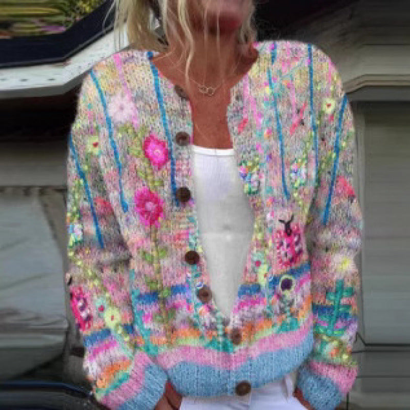 Sabrina | Womens Digital Printed Cardigan Sweatshirt Jacket Spring Autumn - 1