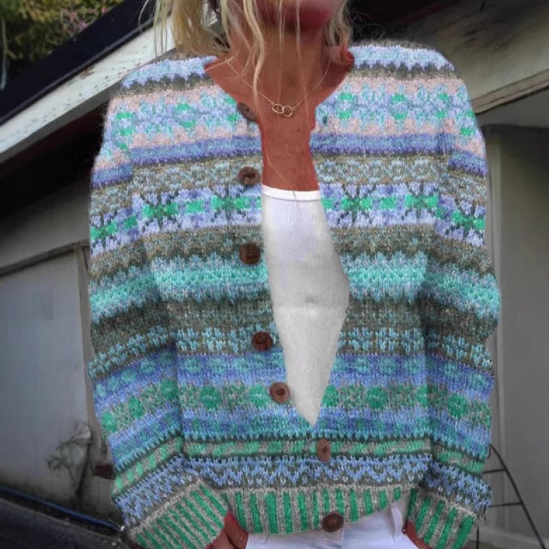 Sabrina | Womens Digital Printed Cardigan Sweatshirt Jacket Spring Autumn - 3