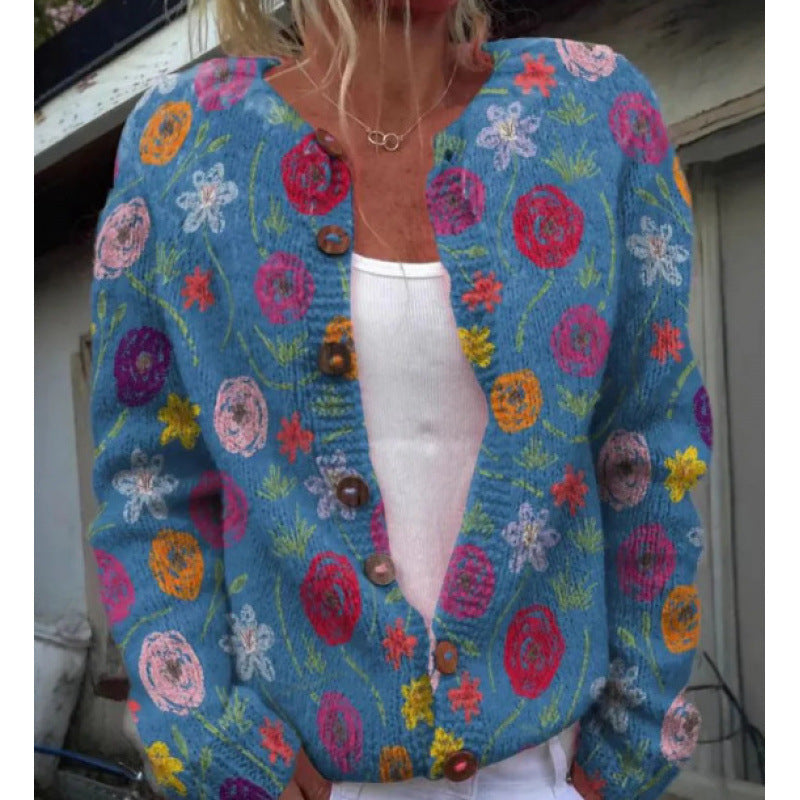 Sabrina | Womens Digital Printed Cardigan Sweatshirt Jacket Spring Autumn - 8