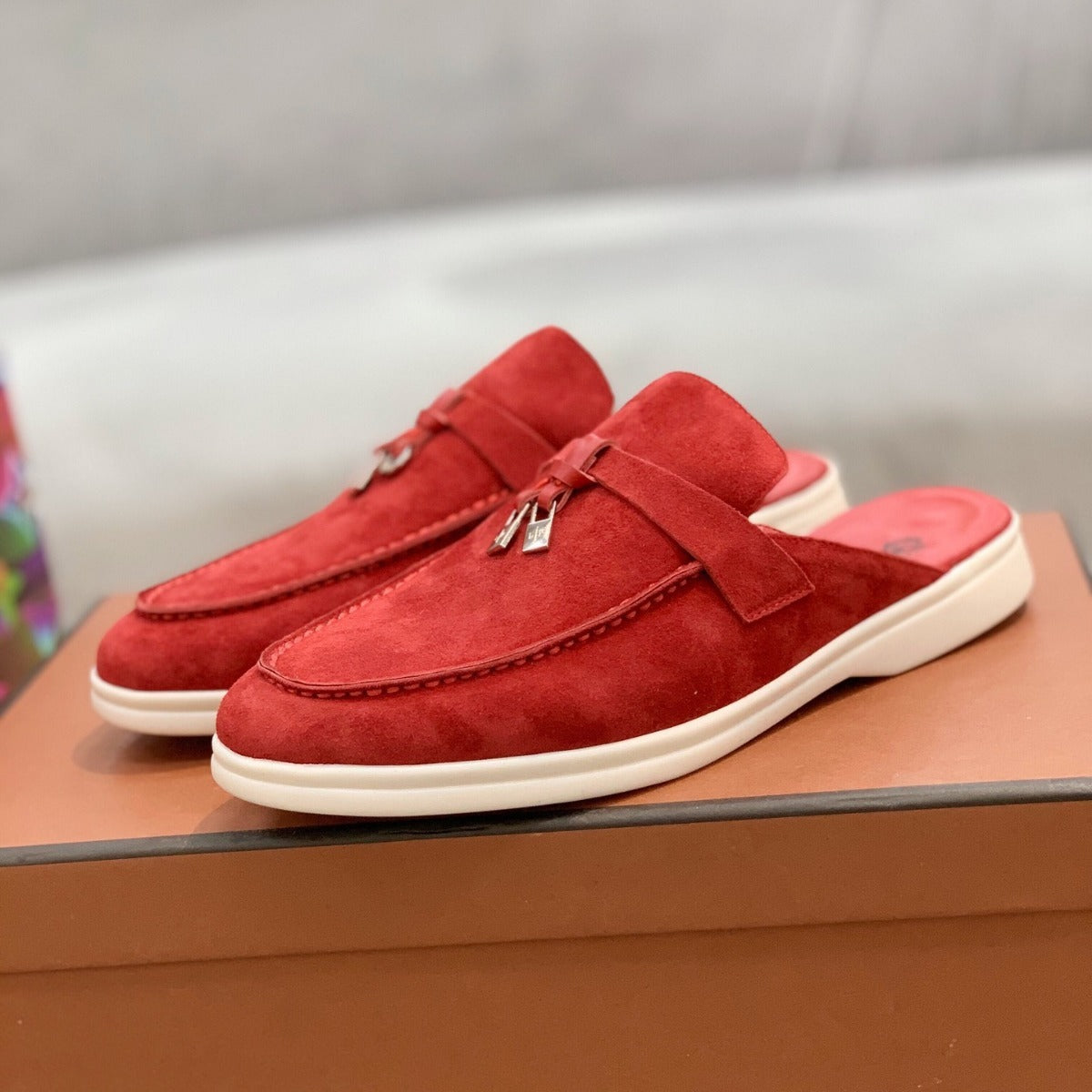 Sasha | Womens Closed Toe Leather Slip On Mules - 3