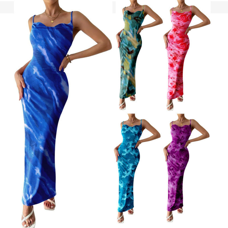 Saskia | Womens Floral Print Strappy Sleeveless Summer Slip Wedding Guest Dresses - 1