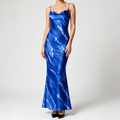Saskia | Womens Floral Print Strappy Sleeveless Summer Slip Wedding Guest Dresses, Blue