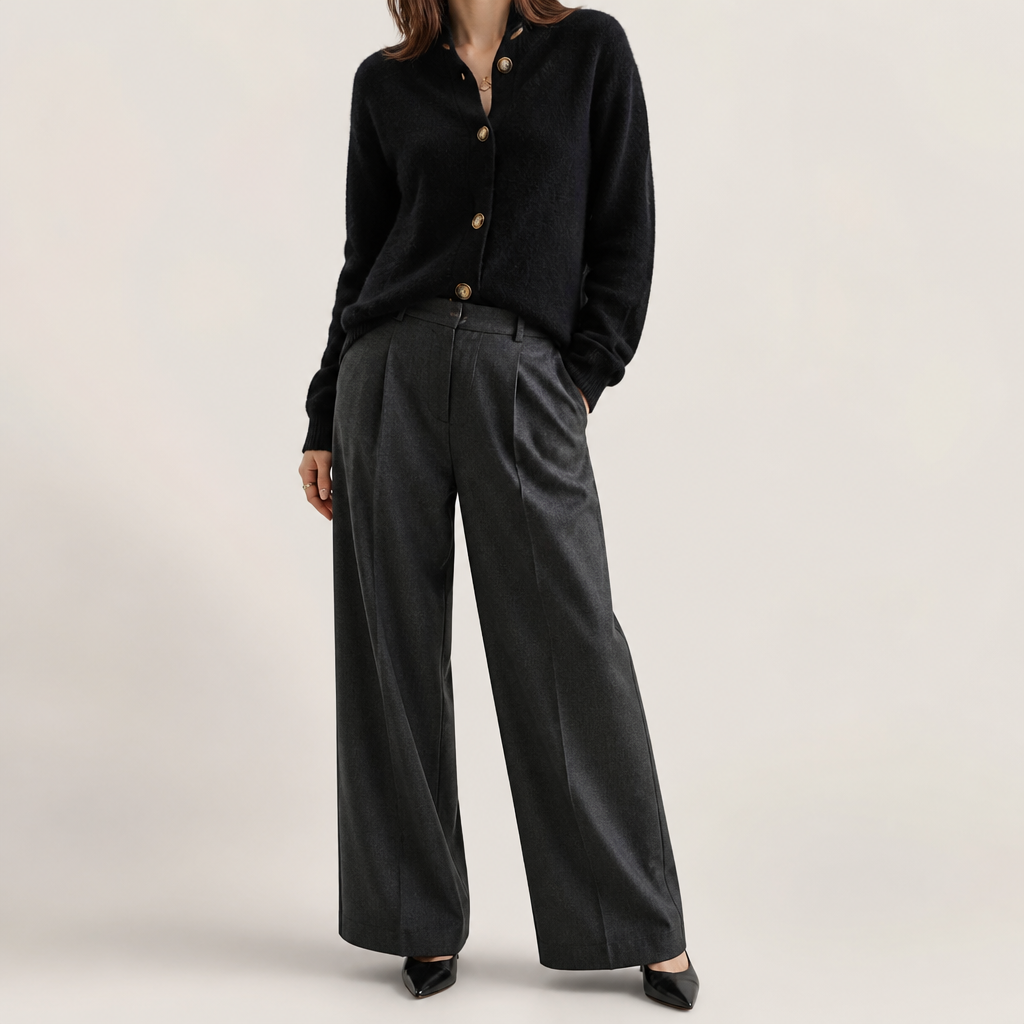 Saskia | Womens Knitted Button Long Cardigan, Black