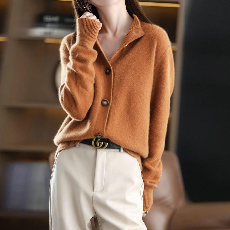 Saskia | Womens Knitted Button Cardigan, Caramel