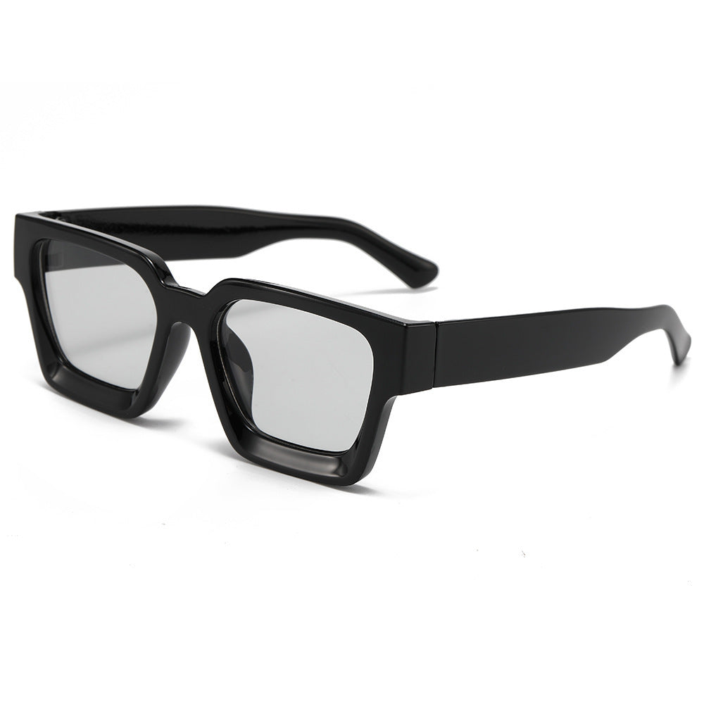 Selene | Womens Square UV Protection Sunglasses - Black / Clear Grey Lens