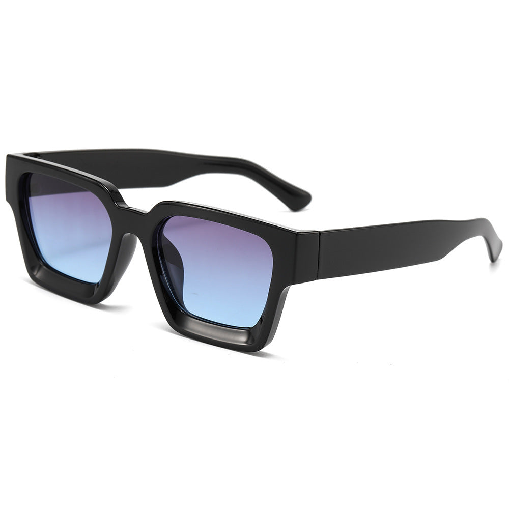 Selene | Womens Square UV Protection Sunglasses - Black / Grey Blue Lens