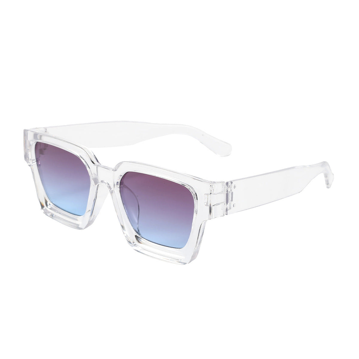 Selene | Womens Square UV Protection Sunglasses - Clear / Grey Blue Lens