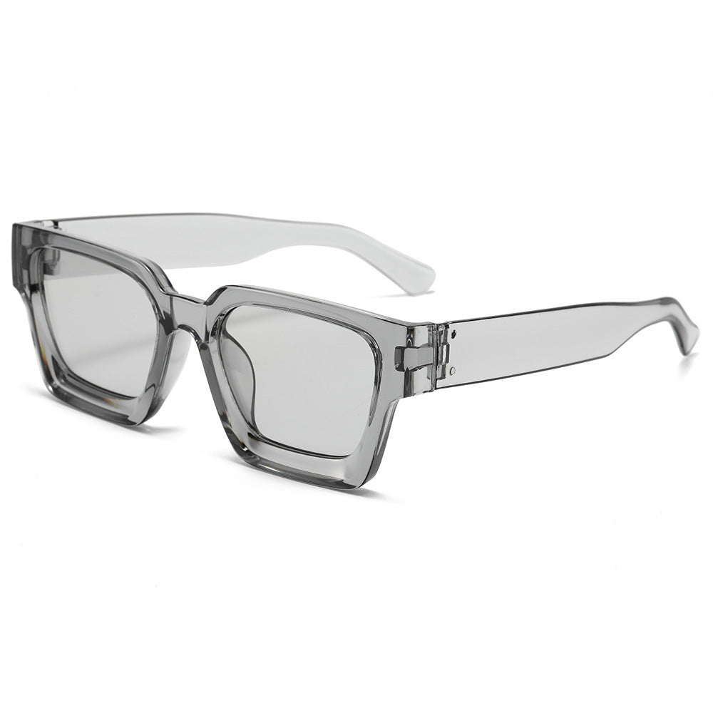 Selene | Womens Square UV Protection Sunglasses - Clear Grey / Light Grey Lens
