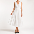 Seraphina | Womens Wedding Guest Maxi Summer Dresses Sleeveless Pleated Printed Dress, White