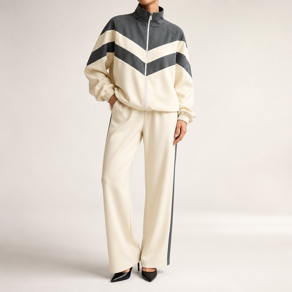 Seraphina | Womens Tracksuit Two Piece Cardigan Set Loungewear, Ivory