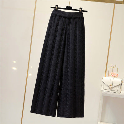 Seraphine | Womens Knit Vest Jumper and Wide Leg Trousers Set - Black