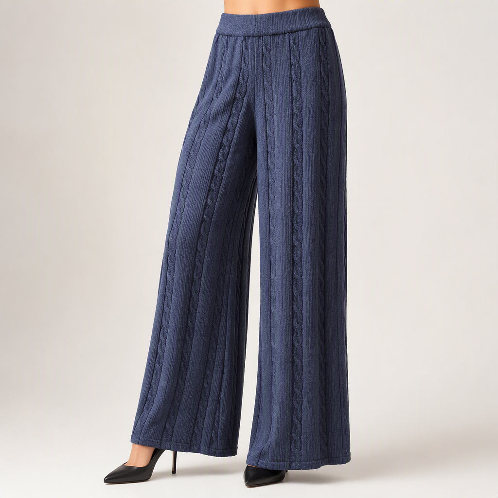 Seraphine | Womens Knit Jumper Vest Wide Leg Trousers Clothing Set, Blue