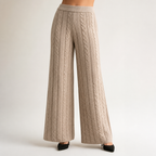 Seraphine | Womens Knit Jumper Vest Wide Leg Trousers Clothing Set, Khaki