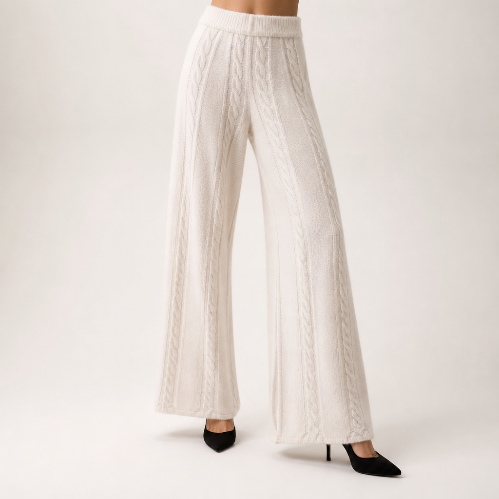 Seraphine | Womens Knit Jumper Vest Wide Leg Trousers Clothing Set, Pink 2