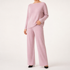 Seraphine | Womens Knit Jumper Vest Wide Leg Trousers Clothing Set, Pink