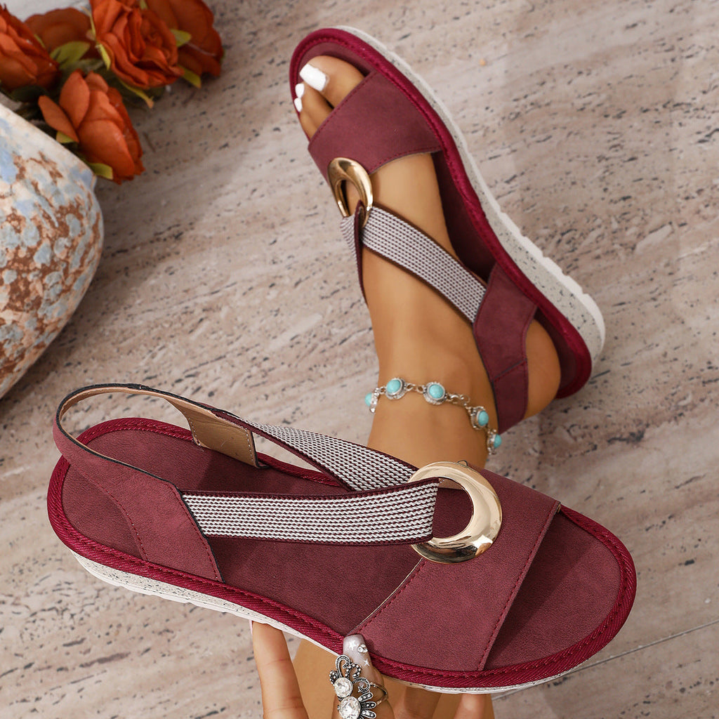 Serena | Womens Wedge Heel Ankle Strap Fisherman Sandals - 10