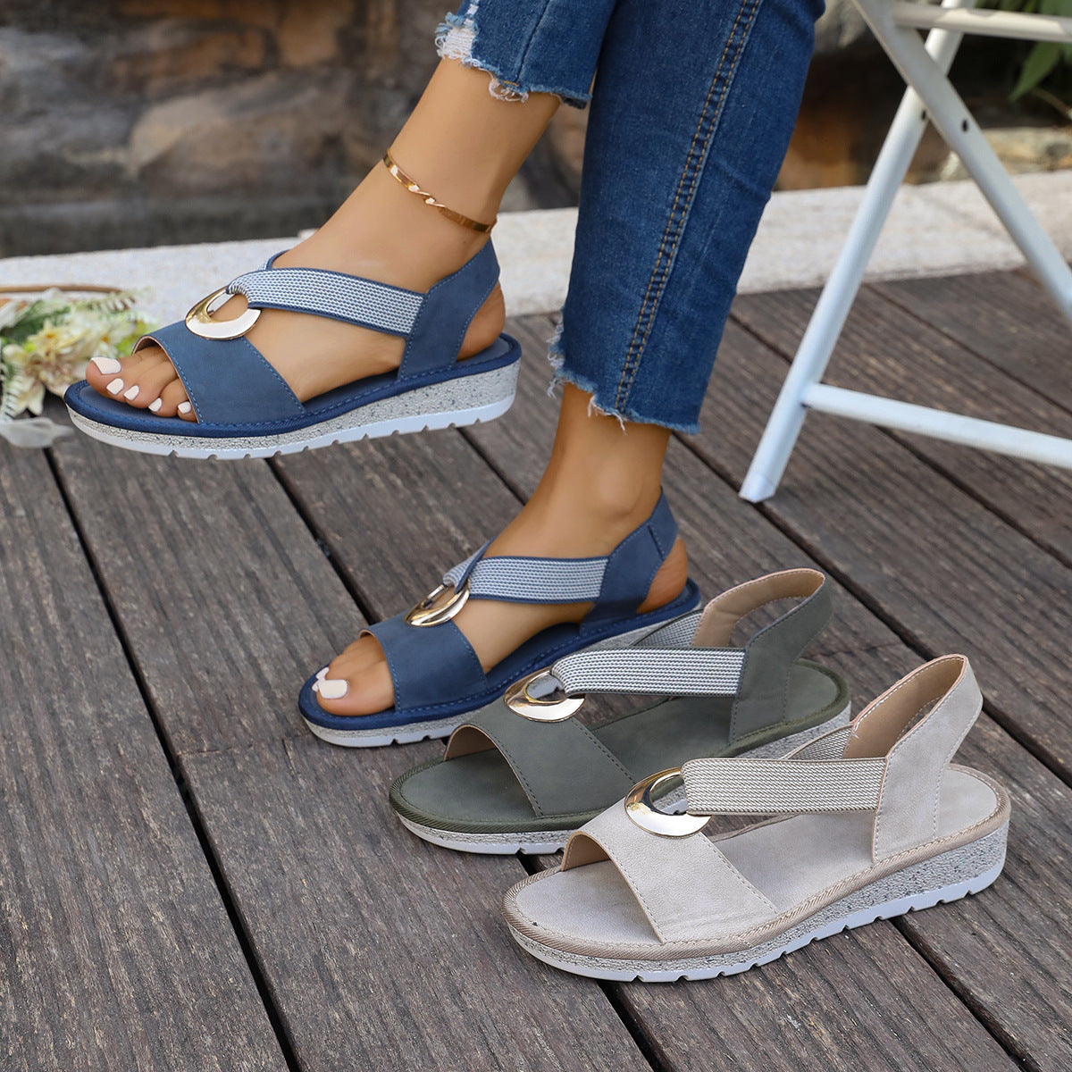 Serena | Womens Wedge Heel Ankle Strap Fisherman Sandals - 2