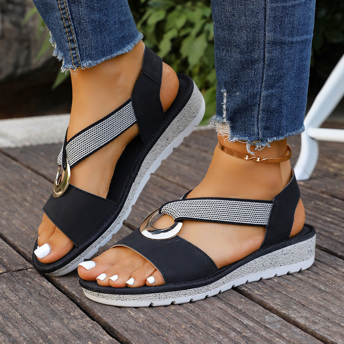 Serena | Womens Wedge Heel Ankle Strap Fisherman Sandals - 3