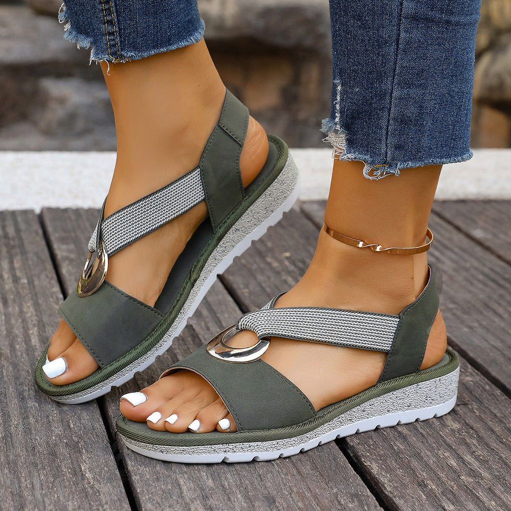 Serena | Womens Wedge Heel Ankle Strap Fisherman Sandals - 8