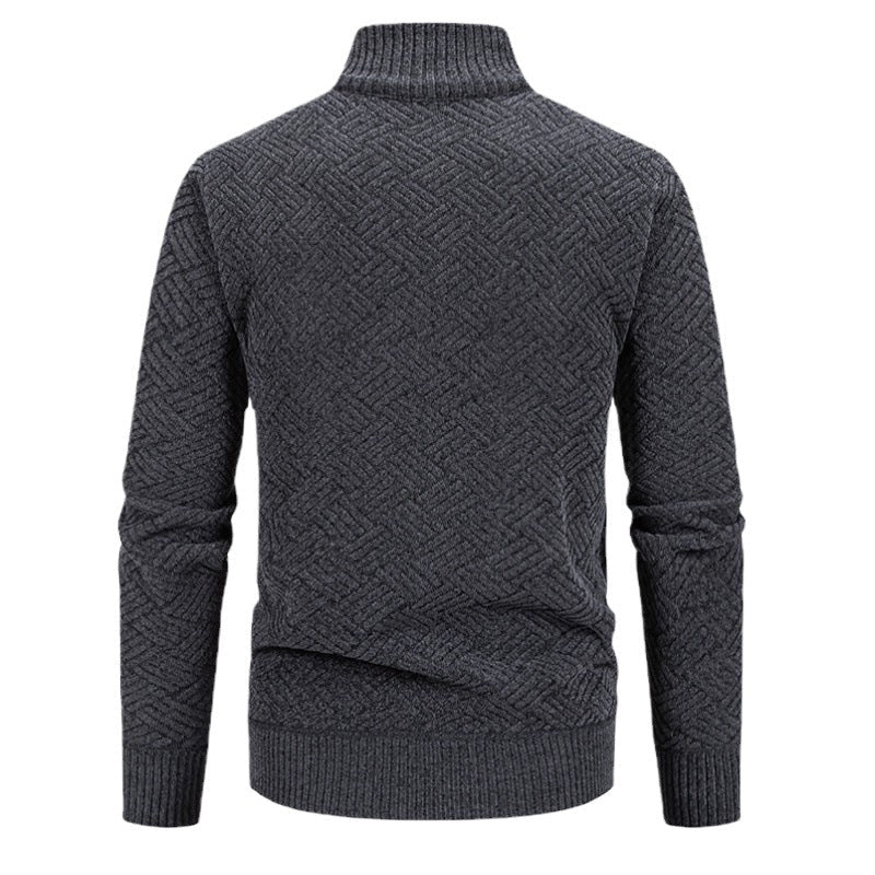 Silas | Mens Stand Collar Zip Knit Cardigan - 5