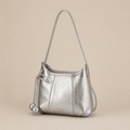 Silas | Womens Shoulder Bag Soft Leather Crossbody Handbag, Silver