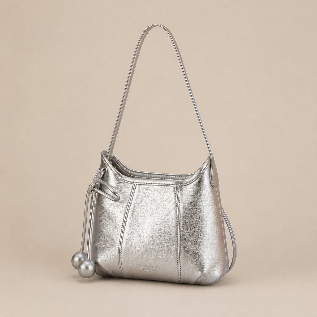 Silas | Womens Shoulder Bag Soft Leather Crossbody Handbag, Silver