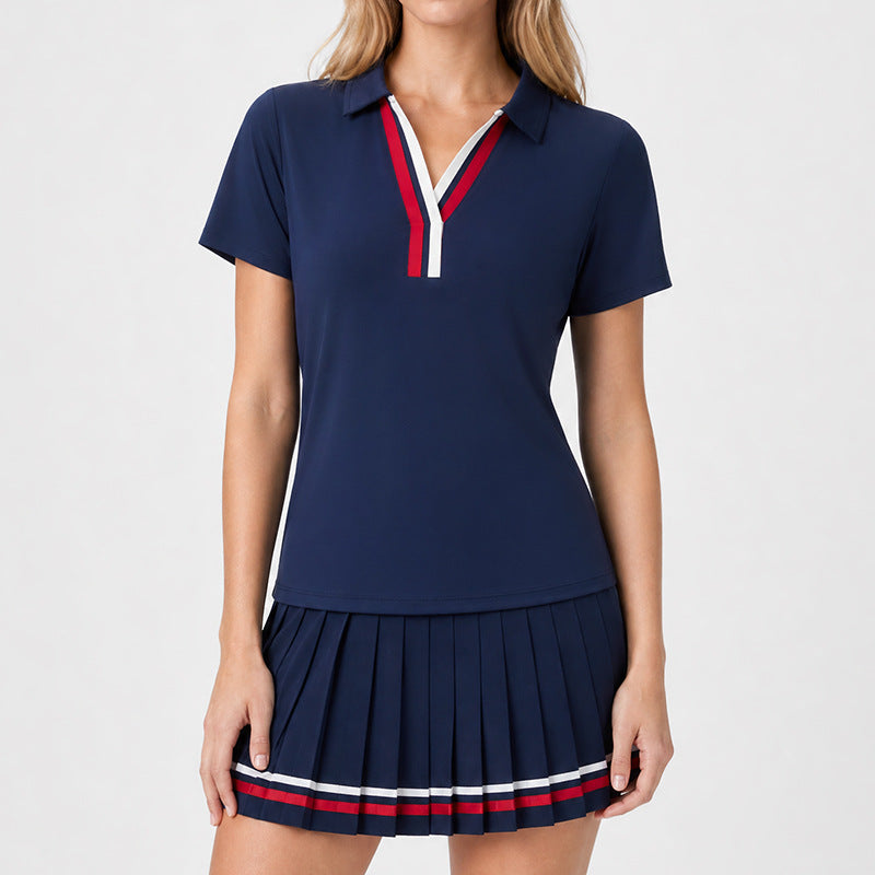 Sloane | Womens Tennis Golf Skort Activewear Set - Navy Blue