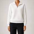 Sloane | Womens Waffle Knit Quarter Zip Sweatshirt Jumper, White