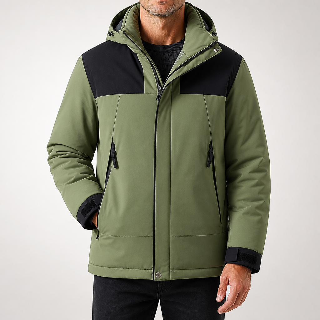 Soren | Mens Waterproof Windproof Padded Winter Windbreaker Puffer Coat, Green