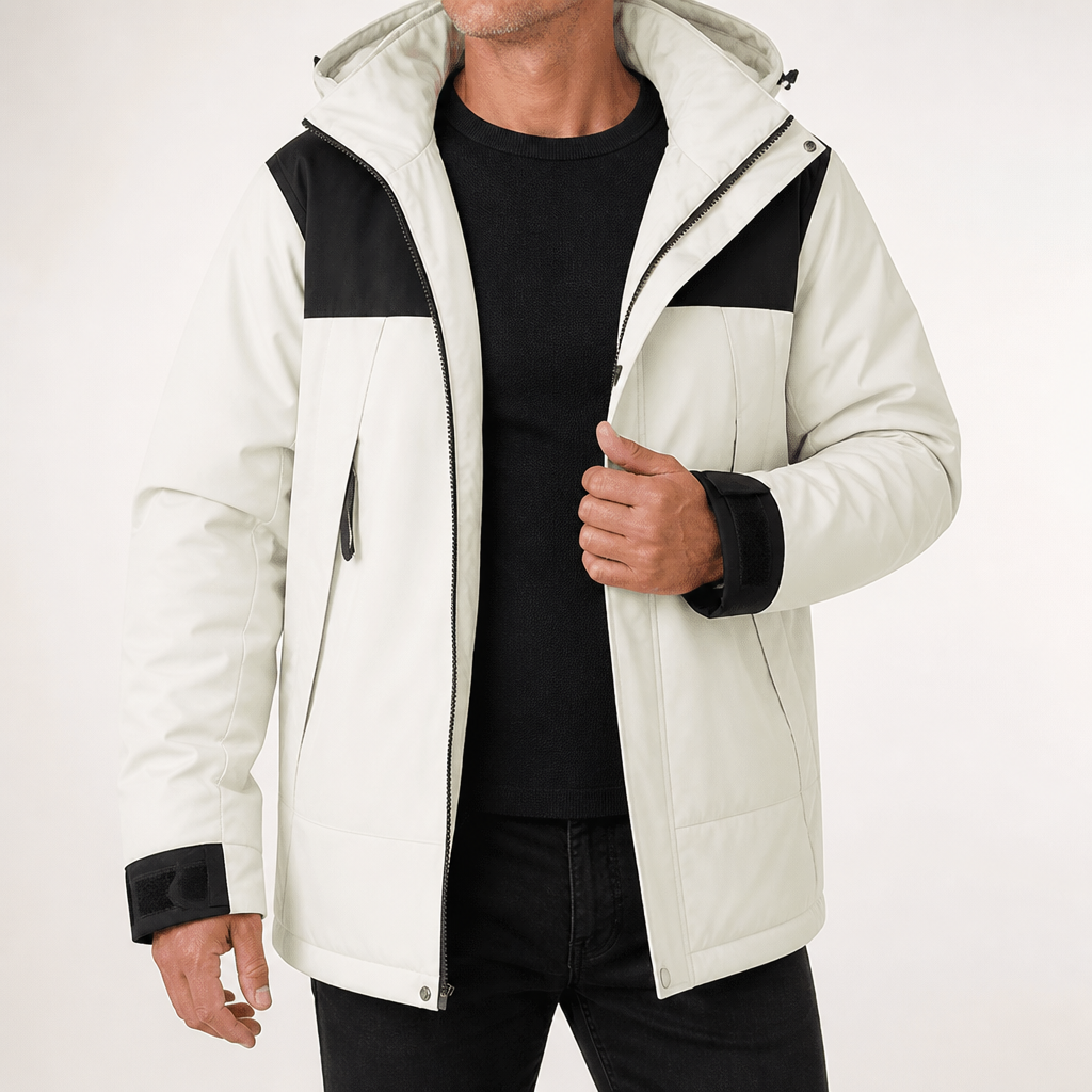 Soren | Mens Waterproof Windproof Padded Winter Windbreaker Puffer Coat, Ivory