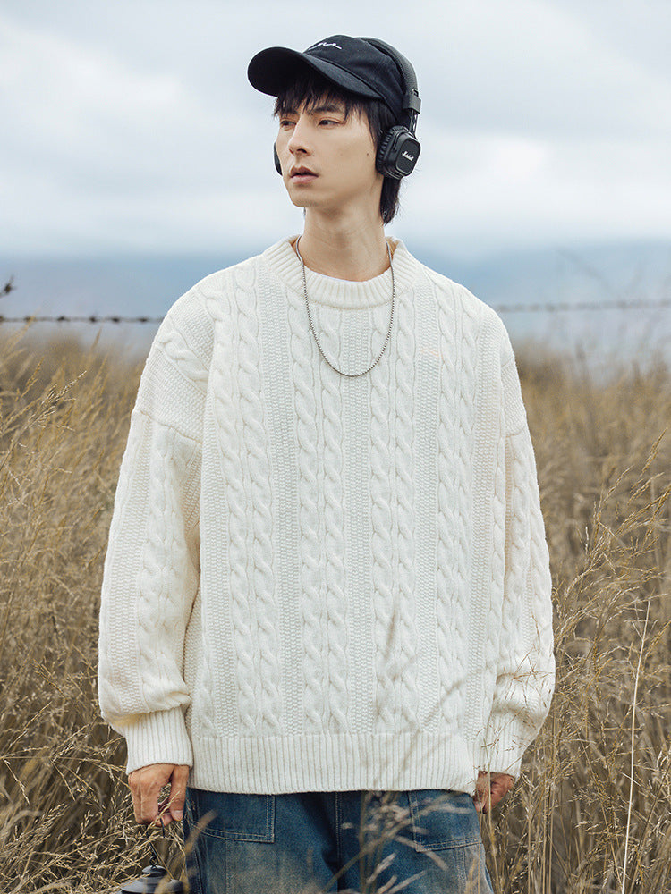 Sterling | Mens Cable Knitted Jumper Round Neck Loose - 2