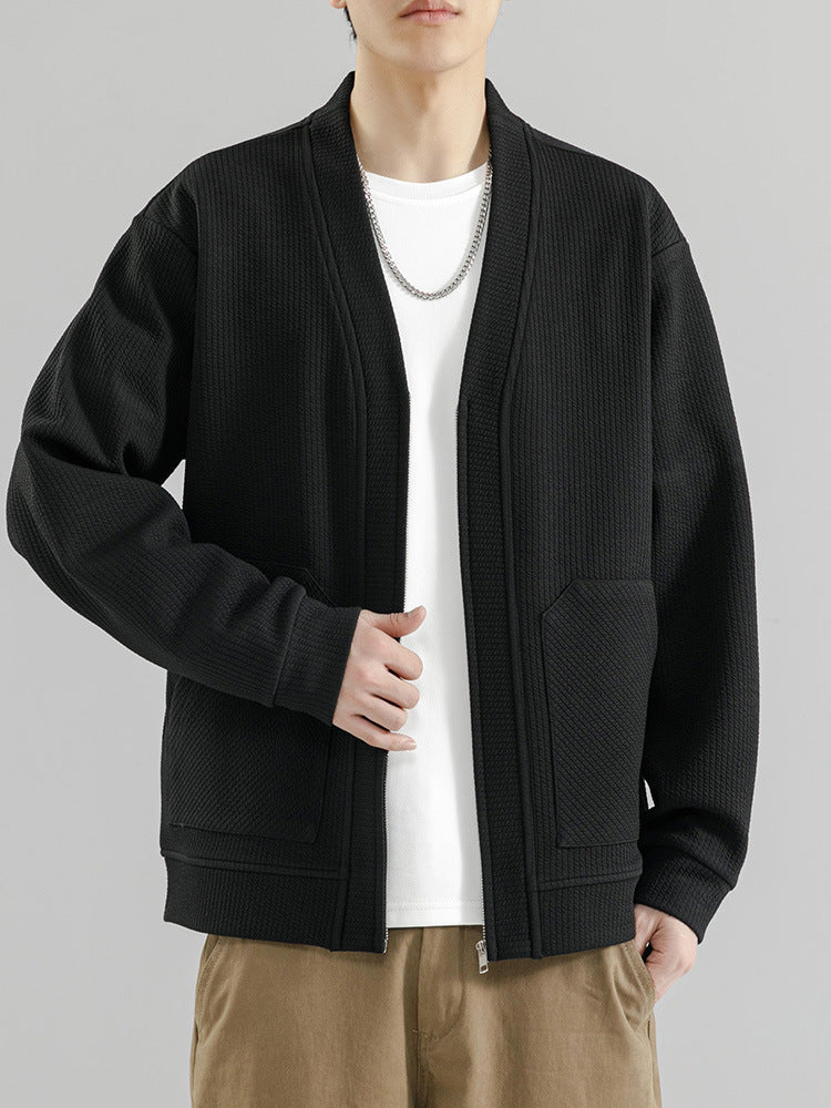 Sterling | Mens Zip Up Solid Colour Casual Cardigan - 3