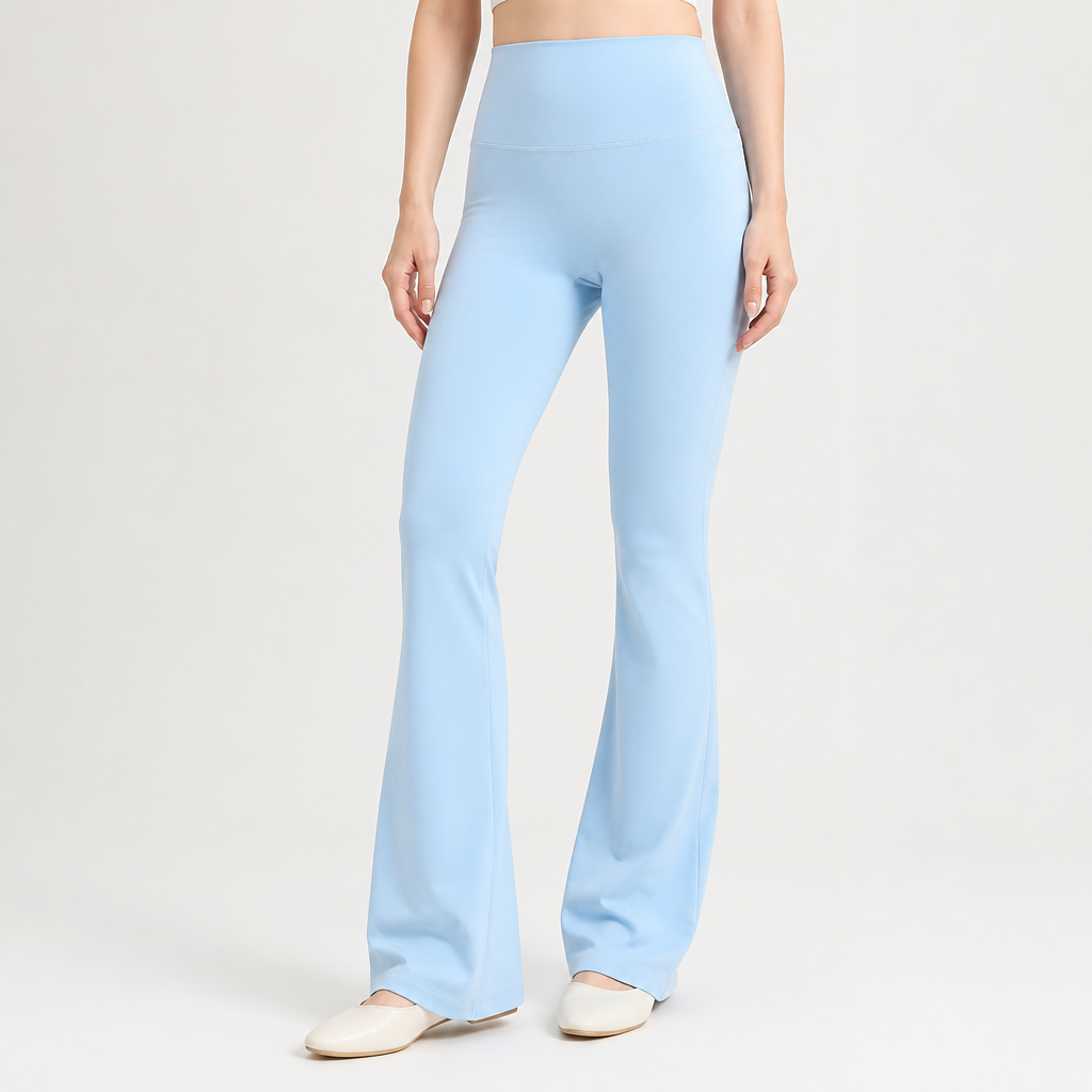 Sterling | Womens Flared Sports Leggings High Waisted Yoga Gym Flare Leggings, White Blue 2