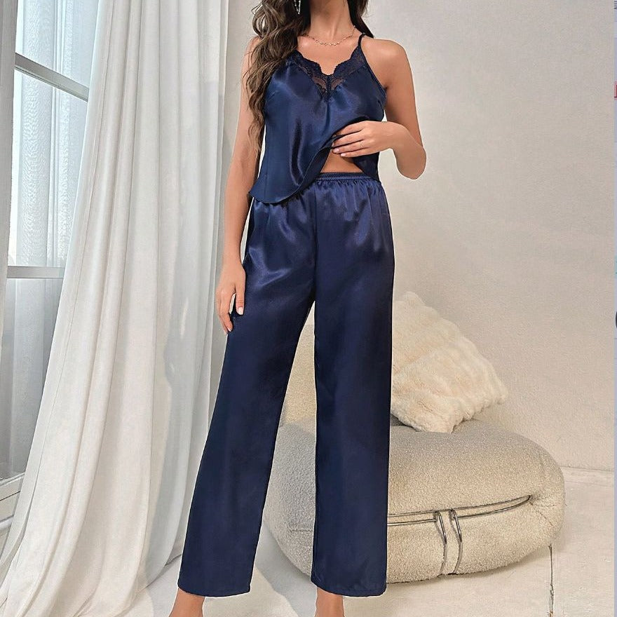 Suki | Womens Silk Satin Cami Trousers Pyjamas - 1