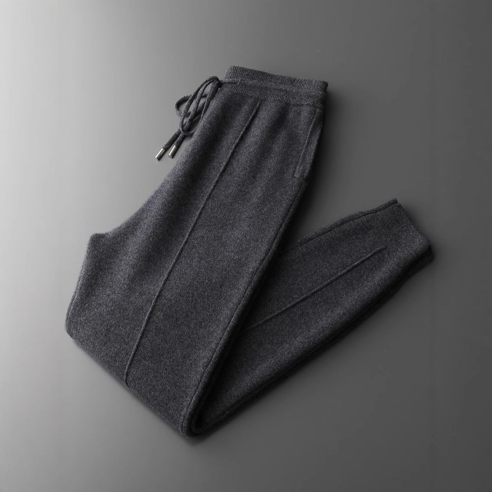 Sutton | Mens Wool Knitted Joggers Trousers Sweatpants Elasticated Waist Bottoms - 2