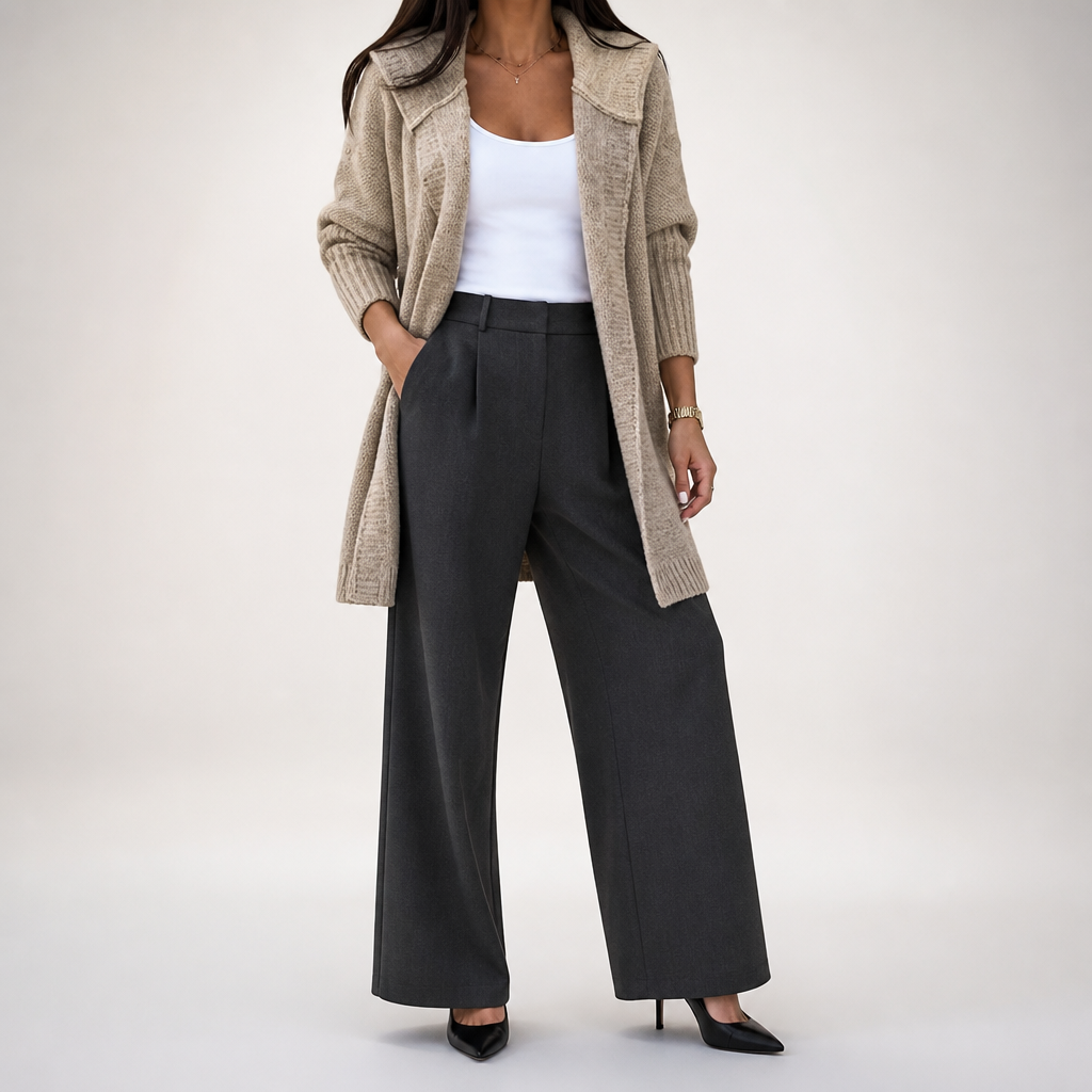 Sybil | Womens Hooded Colour Block Knitted Cardigan, Apricot Khaki