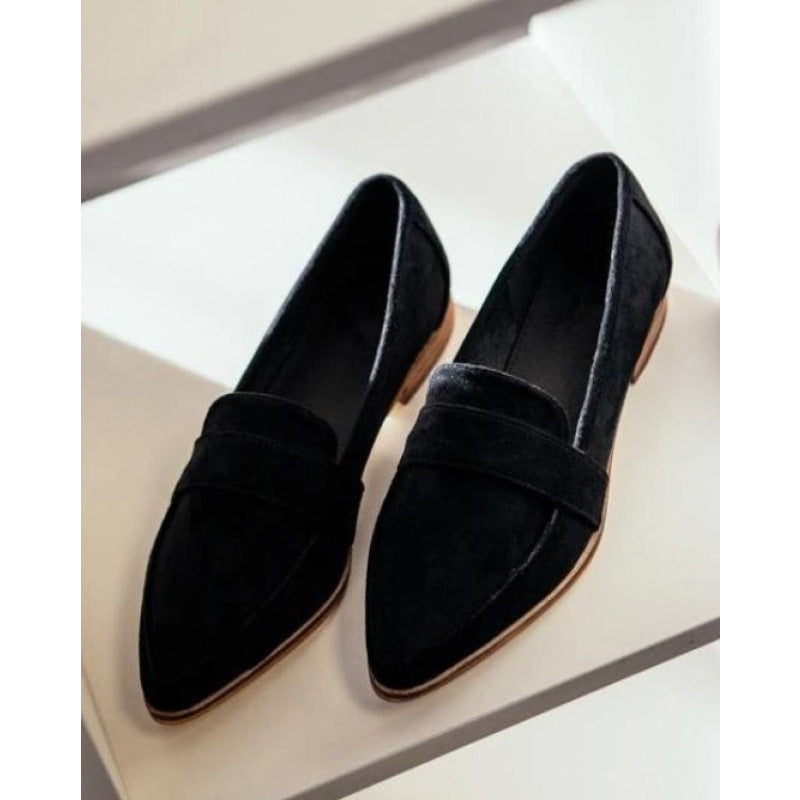 Sylvana | Womens Chunky Heel Pointed Toe Court On Black Brown Suede Shoes - 2