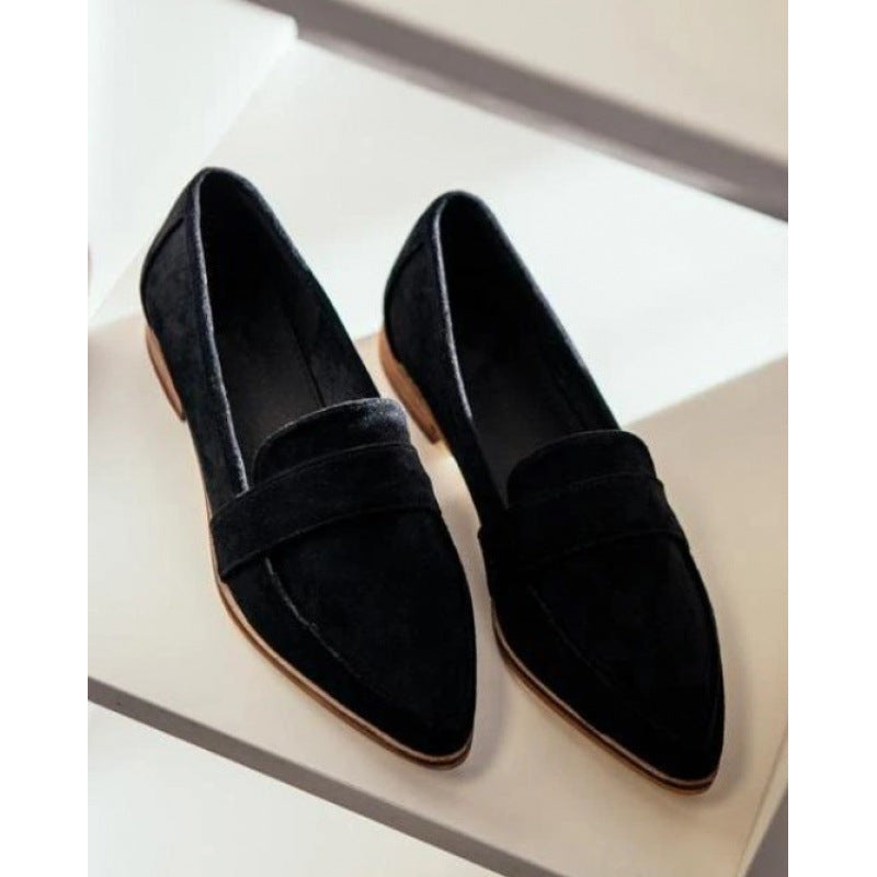 Sylvana | Womens Chunky Heel Pointed Toe Court On Black Brown Suede Shoes - 3
