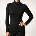 Talia | Womens Half Turtleneck Long Sleeve Ribbed Top, Black