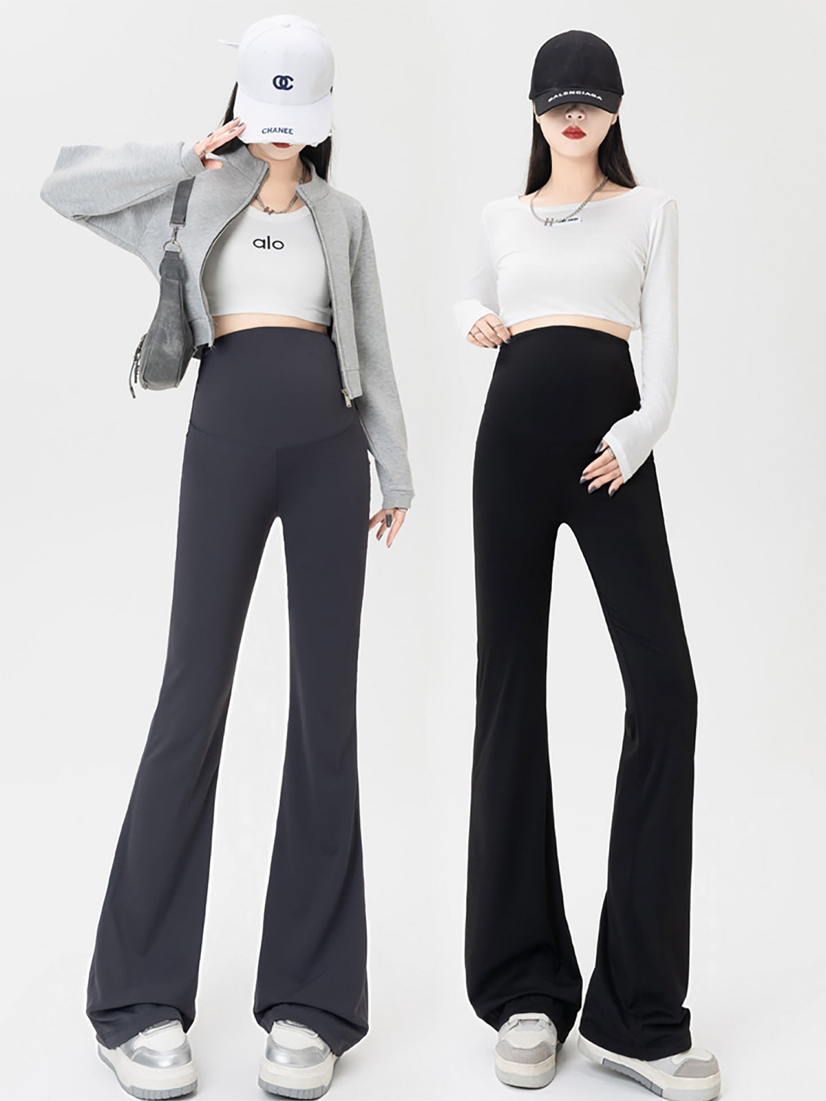 Talia | Womens Maternity High Waist Flared Yoga Leggings - 5