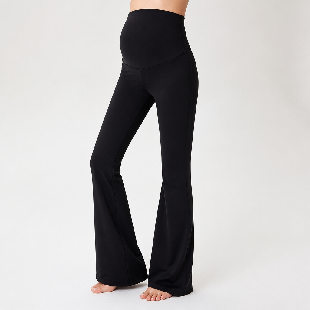 Talia | Womens Maternity High Waist Flared Yoga Leggings, Black