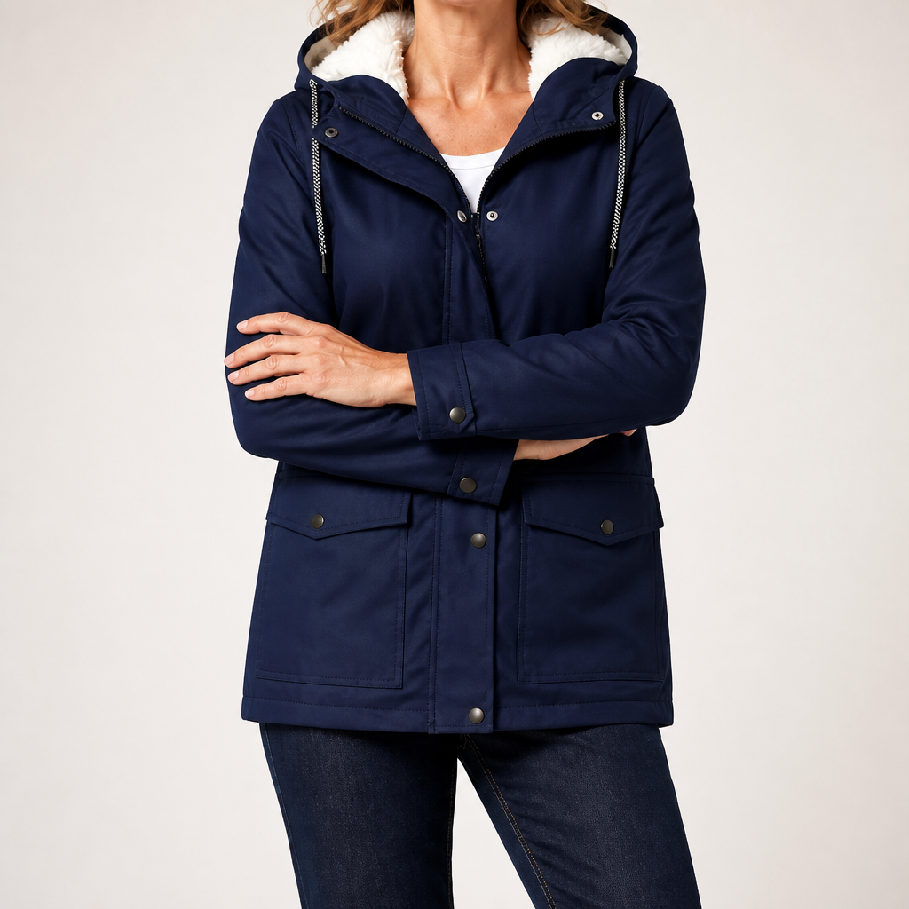 Teague | Womens Thick Fleece Hooded Longline Hoodie Sweatshirt, Navy