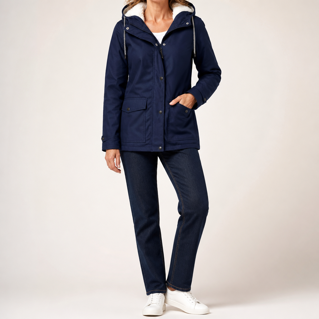 Teague | Womens Thick Fleece Hooded Longline Hoodie Sweatshirt, Navy