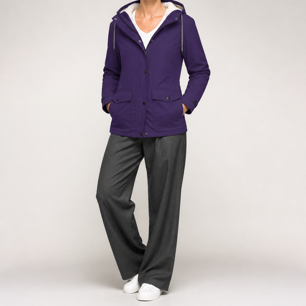 Teague | Womens Thick Fleece Hooded Longline Hoodie Sweatshirt, Purple