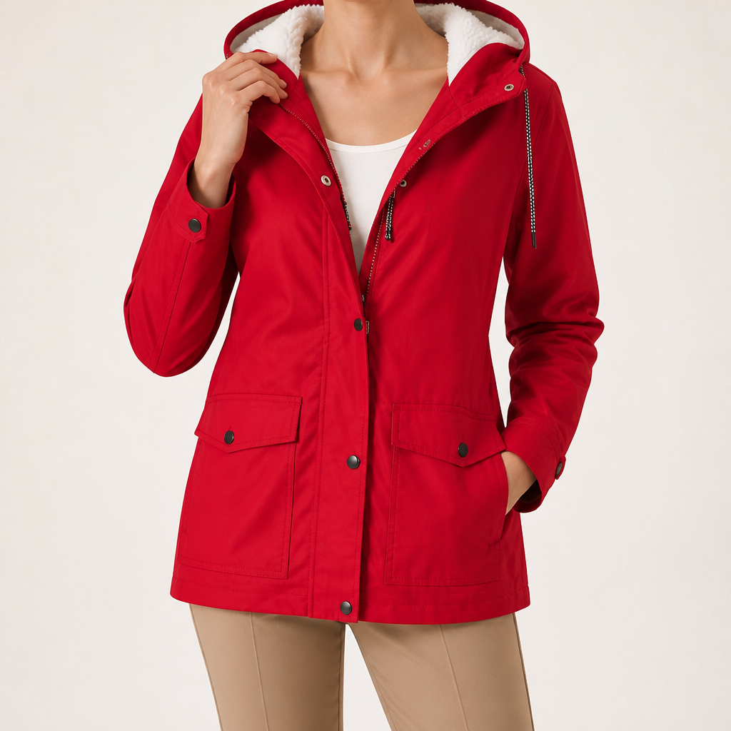 Teague | Womens Thick Fleece Hooded Longline Hoodie Sweatshirt, Red