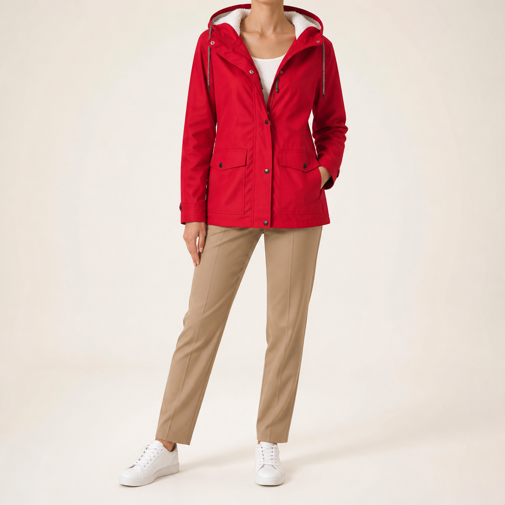Teague | Womens Thick Fleece Hooded Longline Hoodie Sweatshirt, Red