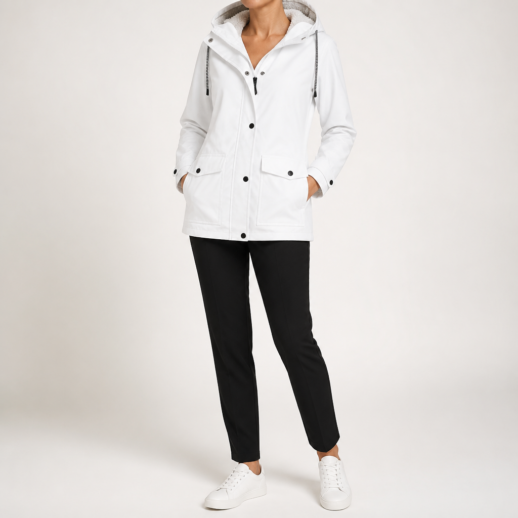 Teague | Womens Thick Fleece Hooded Longline Hoodie Sweatshirt, White
