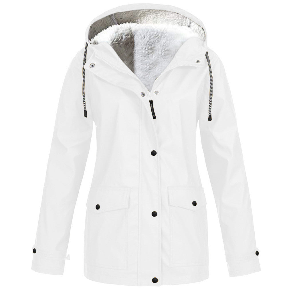 Teague | Womens Thick Fleece Hooded Longline Hoodie Sweatshirt - White