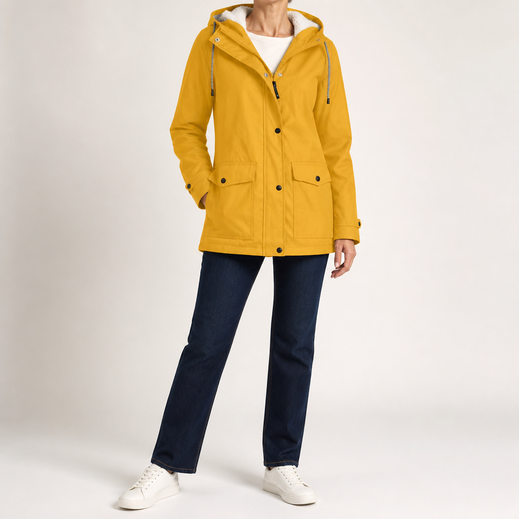 Teague | Womens Thick Fleece Hooded Longline Hoodie Sweatshirt, Yellow