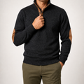 Thaddeus | Mens Knitted Cardigan Stand Collar Casual Shirt, Black